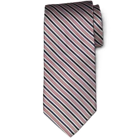 NEW Brooks Brothers Silk Tie Red White Black Repp Stripe Necktie Men's - Picture 1 of 2